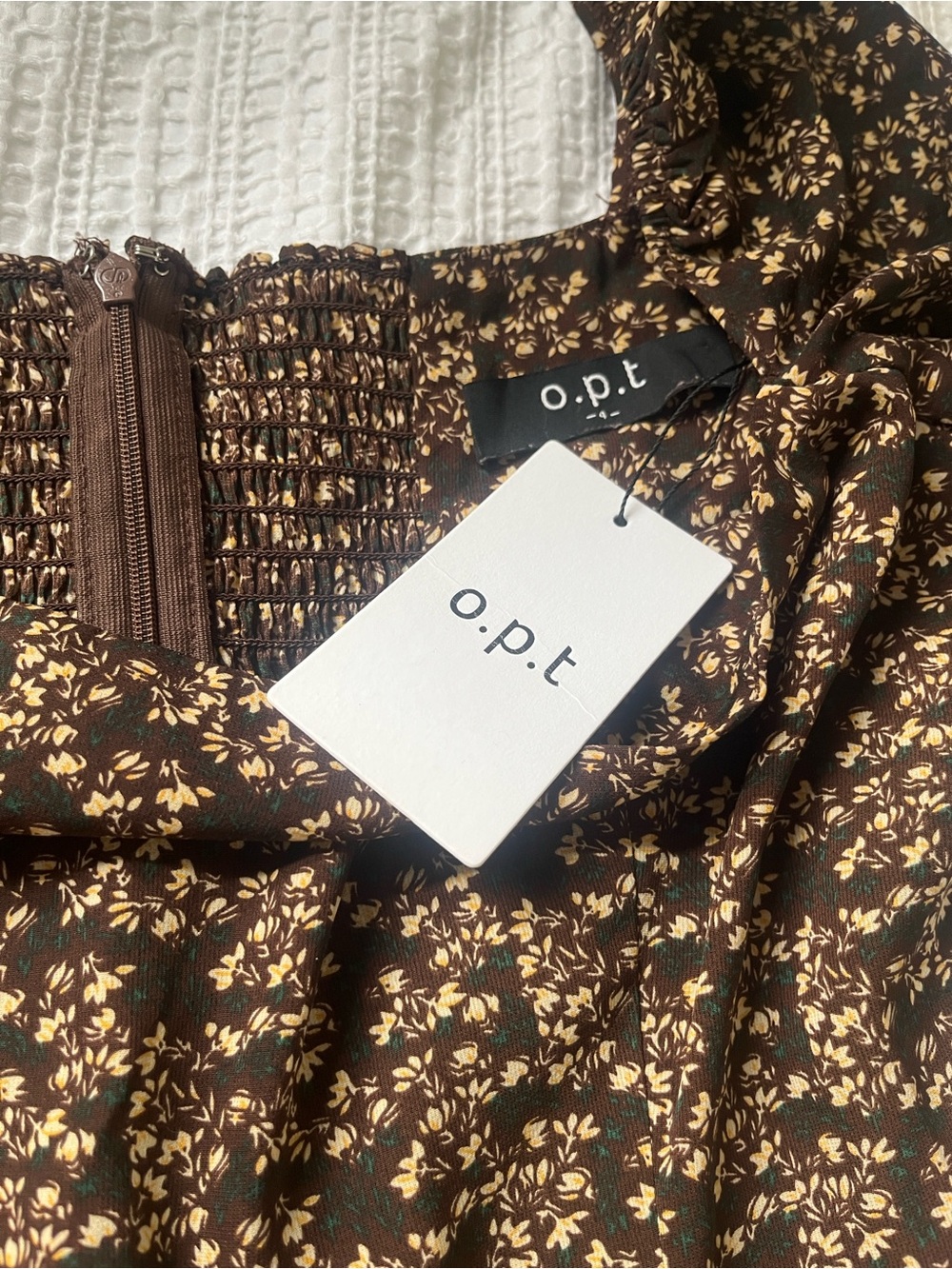 Brown Floral Long-Sleeve Maxi Dress with Square Neck - Picture 4 of 14